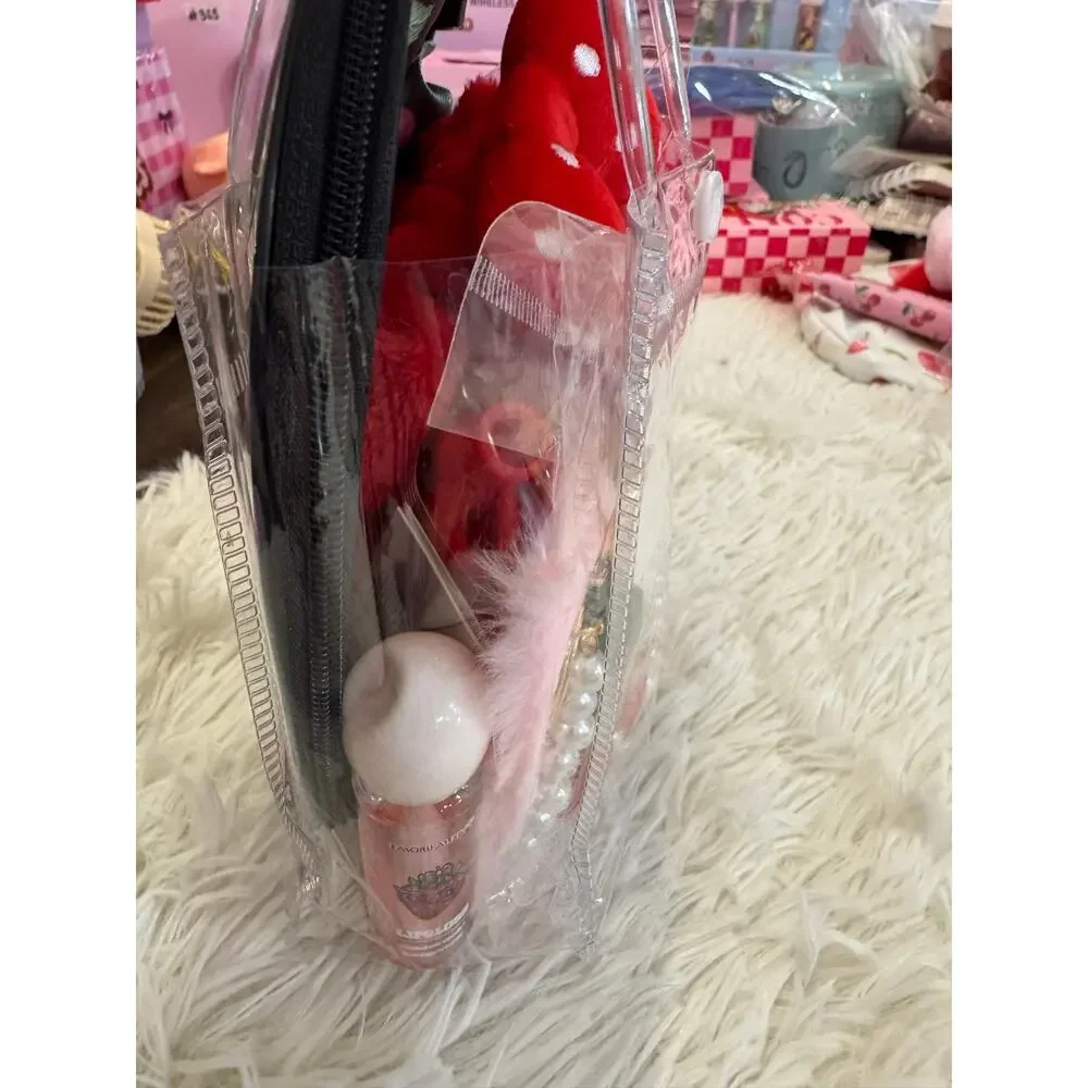 Cherry lovers 10 items bundle makeup pouch headband hair claw lip gloss lip balm